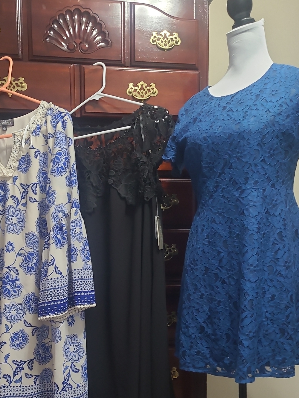Royal Blue Lace Short-Sleeve Dress Black Dress And Floral.  3 For 1 Sale